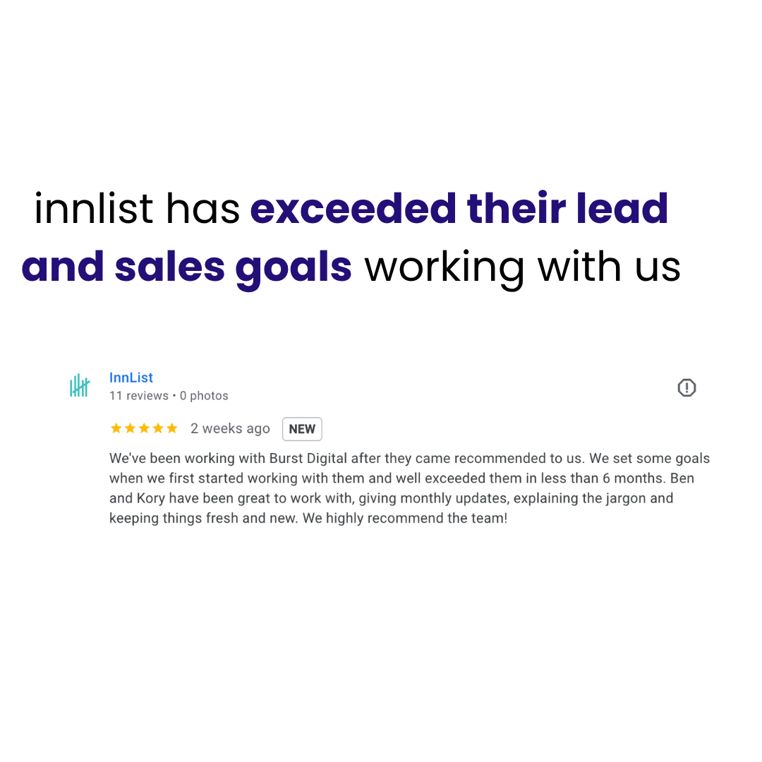 Innlist Google review, exceeded goals