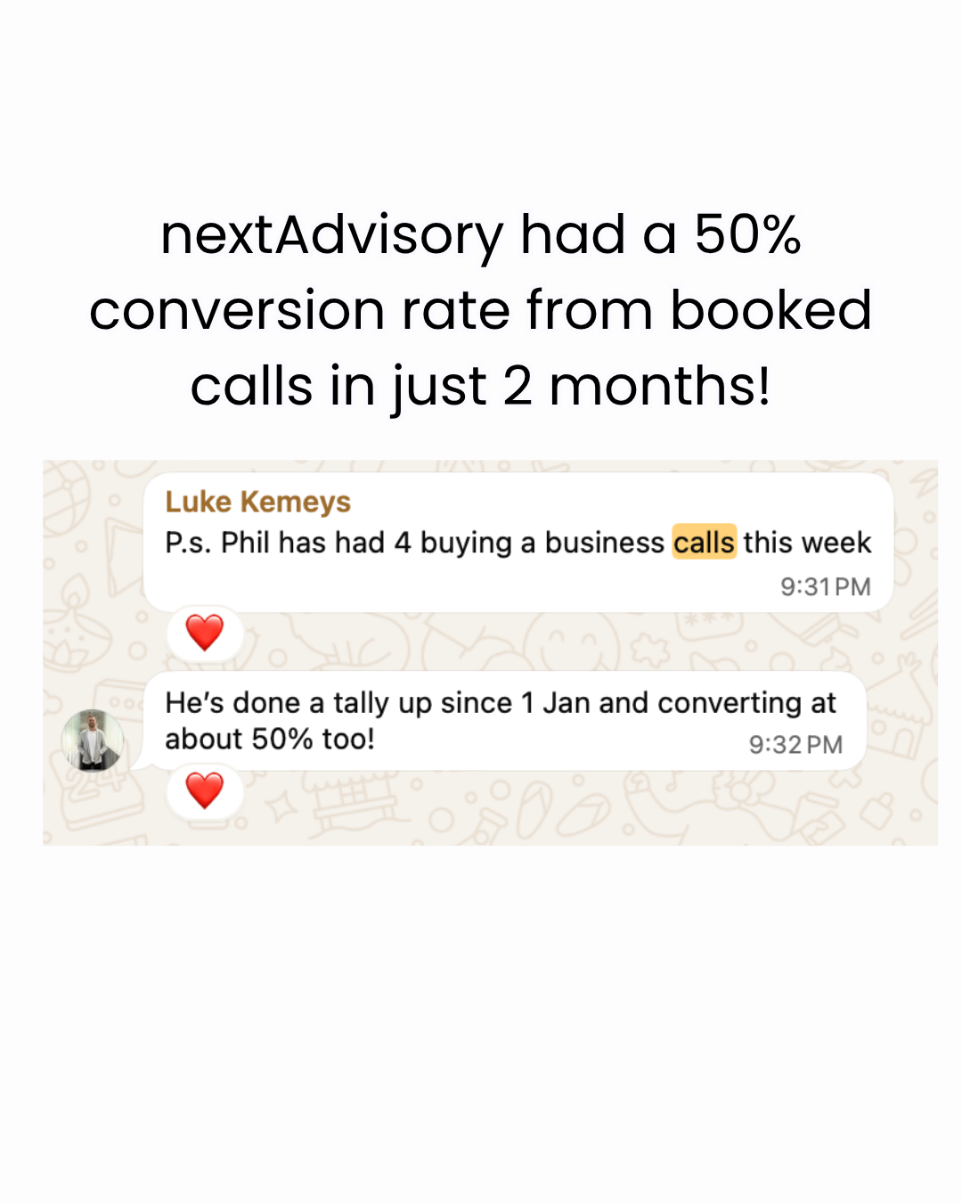 NextAdvisory, 50% conversion